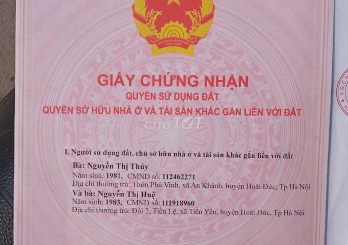 Chính chủ cần bán 57m2 đất thổ cư tại thôn An Thọ An Khánh, Hoài Đức Hà Nội.