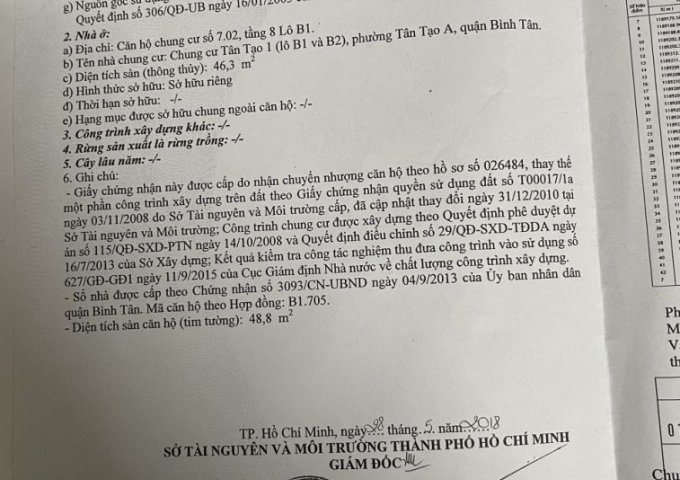 Cần bán căn hộ Nhất Lan 3, Căn nhà B1.702. Lầu 7, Đường số 3,Tân Tạo A, Bình Tân, (Khu vực kg ngập nước, Cây xanh nhiều, Thoáng mát).