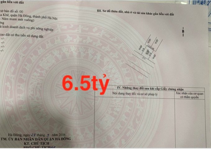 Bán đất phân lô Giếng Sen La Khê Hà Đông 50m2 MT 6,11m giá 6,5 tỷ