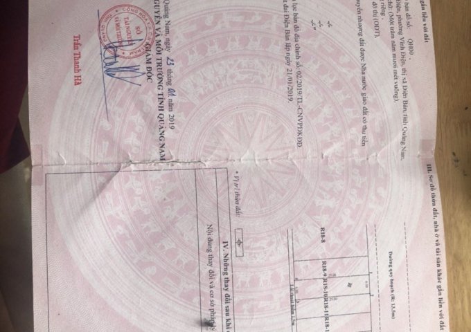 Bán Đất Mặt Tiền Đường Phan Anh, Khu Phố Chợ Vĩnh Điện, Phường Vĩnh Diện, Thị Xã Điện Bàn, Tỉnh Quảng Nam.