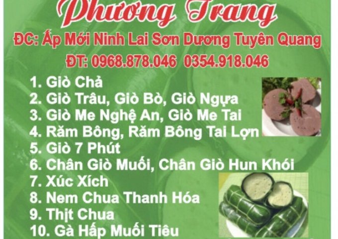 CƠ SỞ SẢN XUẤT GIÒ CHẢ PHƯƠNG TRANG CHUYÊN CUNG CẤP CÁC LOẠI GIÒ – CHẢ – NEM CHUA – RĂM BÔNG – XÚC XÍCH