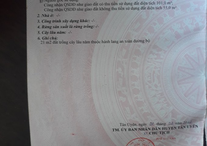 CHÍNH CHỦ BÁN ĐẤT TẶNG NHÀ XÃ TÂN THÀNH, TÂN UYÊN, BÌNH DƯƠNG