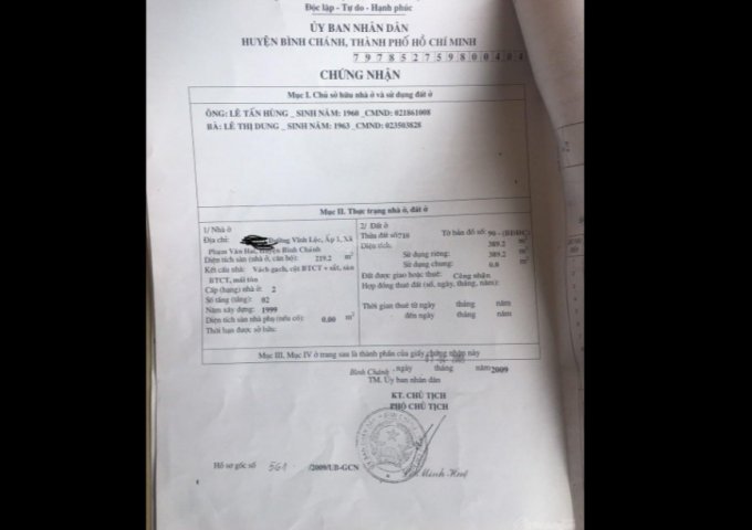 Cần bán gấp nhà mặt tiền Đường Vĩnh Lộc, Xã Phạm Văn Hai, Bình Chánh, Hồ Chí Minh