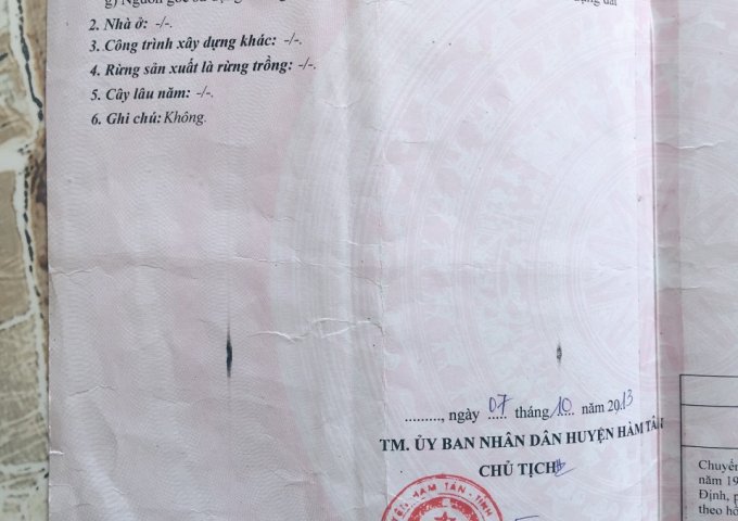 CẦN BÁN LÔ ĐẤT  RỘNG TẠI THÔN SUỐI GIÊNG, XÃ TÂN ĐỨC, HUYỆN HÀM TÂN, BÌNH THUẬN