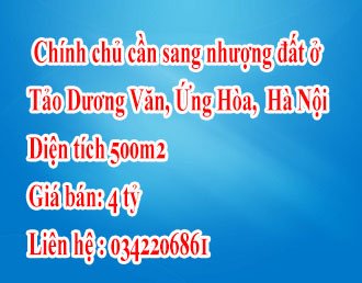 Chính chủ cần sang nhượng đất ở Tảo Dương Văn, Ứng Hòa,  Hà Nội