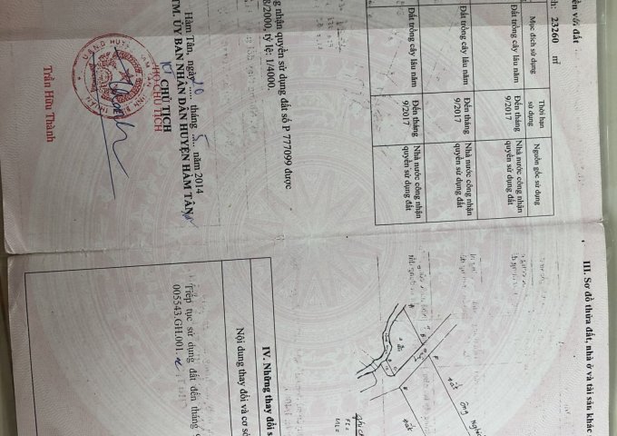 ĐẤT BÌNH THUẬN NÓNG THÊM TỪNG GIỜ, SINH LỢI TỪNG NGÀY BÁN ĐẤT CHÍNH CHỦ 4,3 HA TRƯỚC CÓ 50 M MẶT TIỀN, SAU CÓ CON ĐƯỜNG CHẠY RA KCN THẮNG HẢI Đ/C: SUỐI BANG, XÃ THẮNG HẢI, HUYỆN HÀM TÂN, TỈNH BÌNH THUẬN