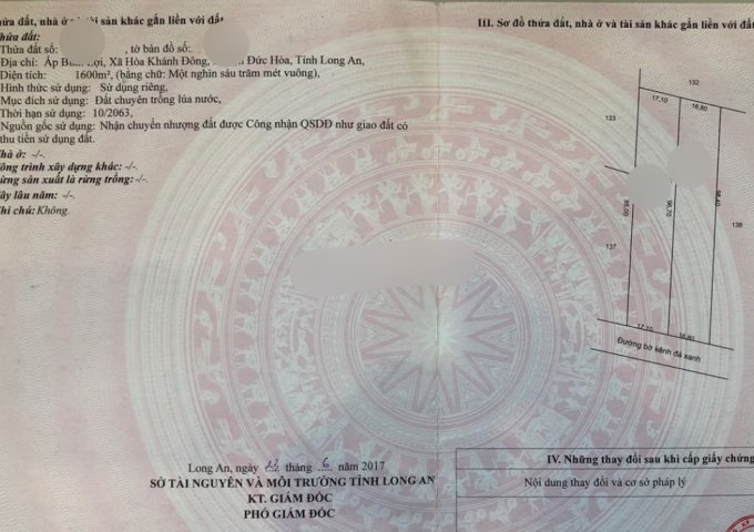 Bán đất đường N2, ngay cầu Kênh Ranh, xã Hoà Khánh Đông, Đức Hòa, Long An.