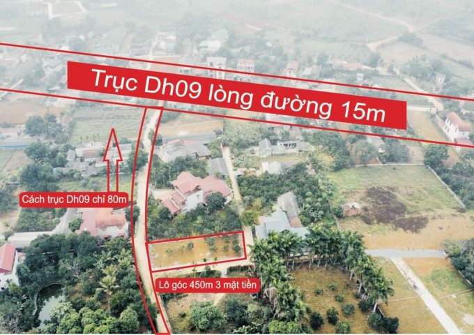 Chính chủ Bán đất tại hòa thạch hòa diện tích 450m2 , 3 mặt tiền đẹp long lanh