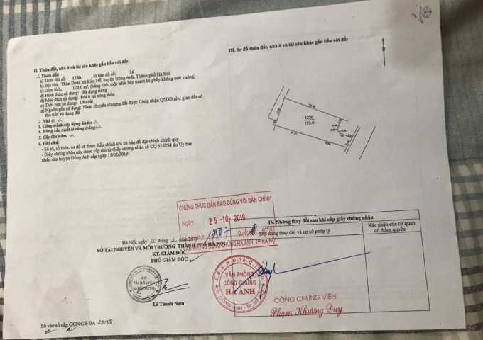 Chính chủ cần bán đất thổ cư Thôn Đoài, xã Kim Nỗ, Đông Anh, Hà Nội