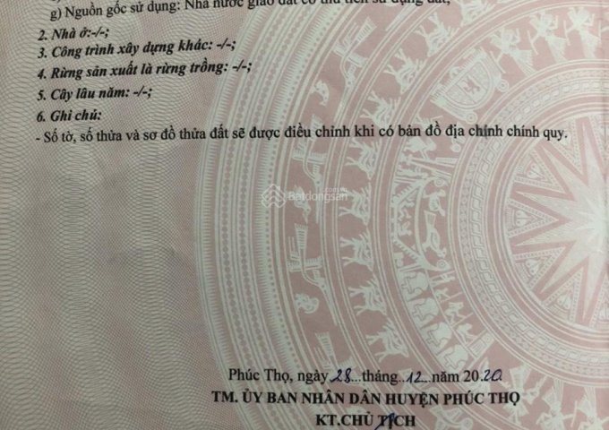 Bán đất đấu giá Đồng Phươm, Thọ Lộc, Phúc Thọ, Hà Nội.