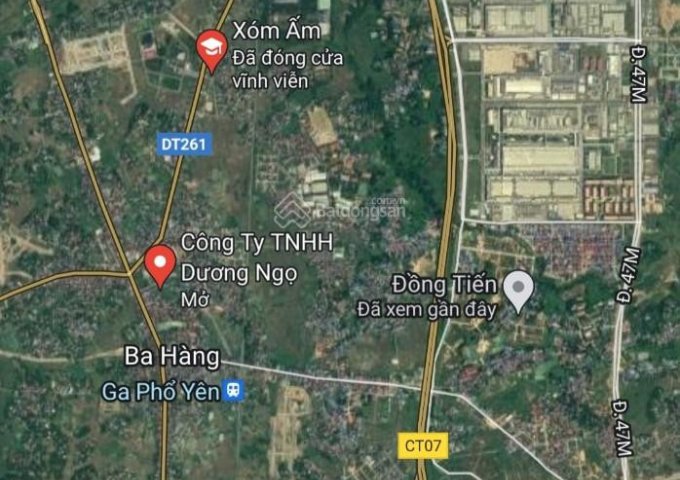 (cực hiếm) lô đất Phổ Yên, Thái Nguyên 1200m2 với 850m2 thổ cư, chia thành 8 lô LH 0962978007
