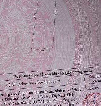 BÁN ĐẤT Kiệt Nam Cao nối dài, Tổ 64, P. Hòa Khánh Nam, Q. Liên Chiểu, TP Đà Nẵng.