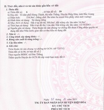 BÁN ĐẤT Tổ dân phố Hưng Thịnh, Thị trấn Thắng, Hiệp Hoà, Bắc Giang.