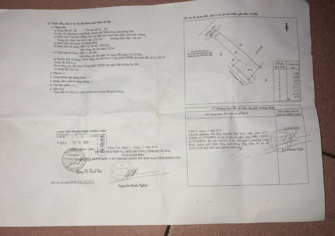 Chính chủ bán 2 mảnh đất tại Long Bình, Biên Hòa, Đồng Nai LH 0976288666