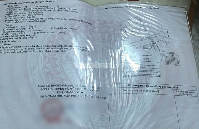 Cần bán căn nhà vị trí đẹp giá rẻ tại Quận 10 - TPHCM 