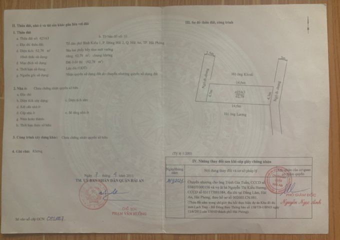 Bán đất ngõ 473 Đông hải 2 , Hải An  , Hải Phòng    