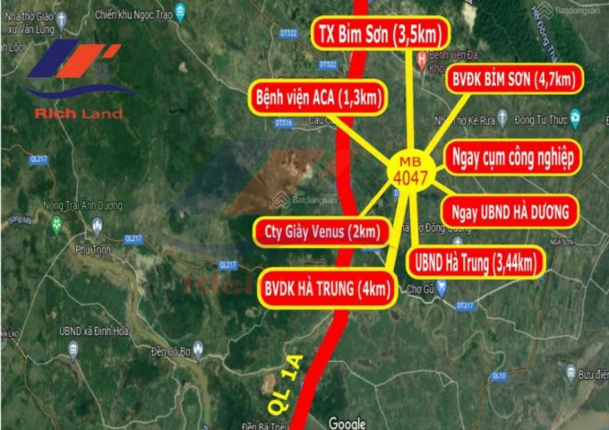 Lô LK-F:01 9m mặt MB 4047 Yên Dương, Hà Trung, Thanh Hóa