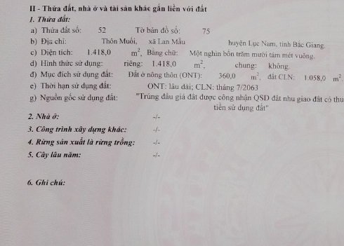 Bán nhanh lô đất mặt hồ Lan Mẫu Lục Nam Bắc Giang 1400m