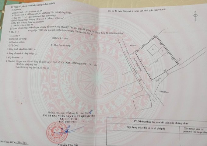 Chính chủ cần bán nhanh lô đất tại Thôn 4 Xã Hoàng Tân – Thị Xã Quảng Yên – Tỉnh Quảng Ninh