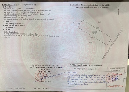 Bán đất tại đ.Thanh Niên- kp Hồng Thắng - P. Quảng Cư - tp Sầm Sơn - Thanh Hóa.