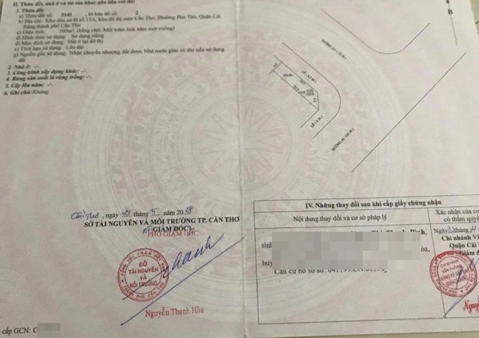 BÁN NỀN GÓC 2 MT TRỤC CHÍNH KDC THIÊN LỘC CÁI RĂNG, CẦN THƠ- VỊ TRÍ TUYỆT ĐẸP