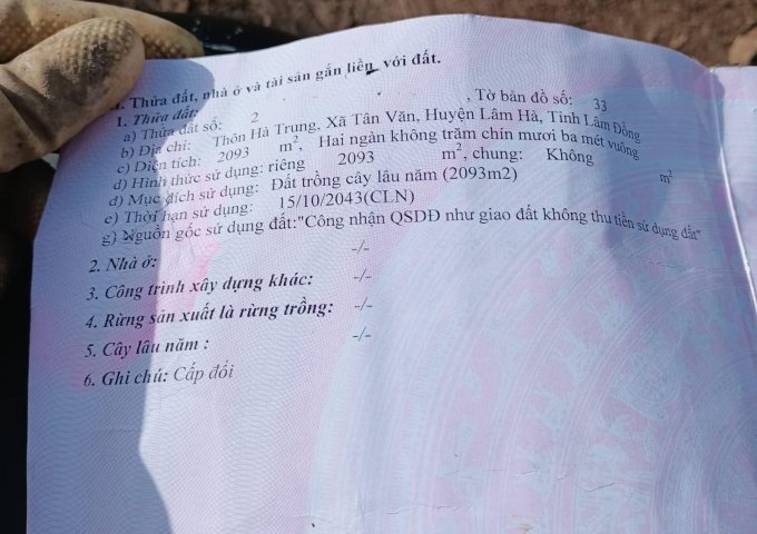 Chính chủ cần bán đất Tân Văn, Lâm Hà,Lâm Đồng