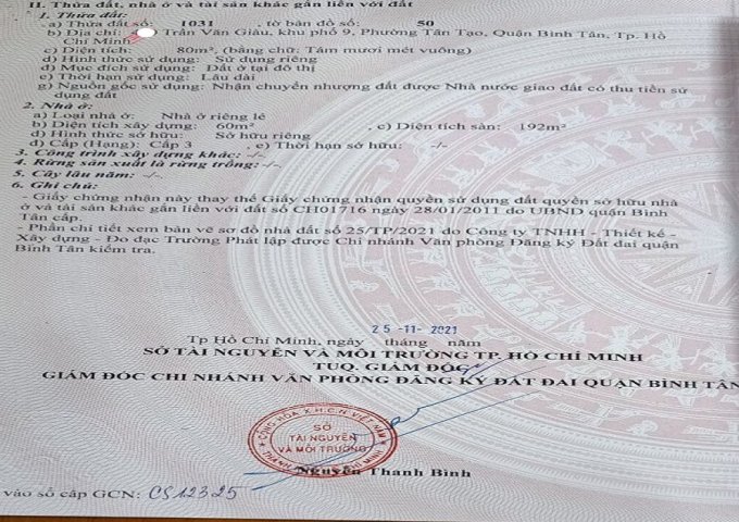 Bán Nhanh Nhà Mặt Tiền Đường Trần Văn Giàu, KP 9, Tân Tạo,  Bình Tân, Hồ Chí Minh