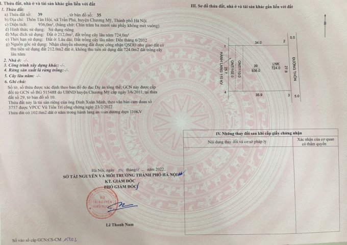 Bán đất tại thôn Tân Hội, xã Trần Phú, Chương Mỹ, Hà Nội