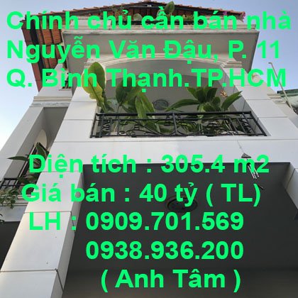 Chính chủ cần bán nhà ở đường Nguyễn Văn Đậu, Phường 11, Quận Bình Thạnh