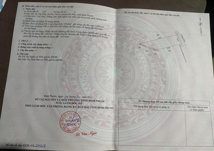 BÁN LÔ ĐẤT TUYỆT ĐẸP XÃ TÂN THÀNH, HUYỆN BÙ ĐỐP, TỈNH BÌNH PHƯỚC. LH: 0978.78.48.68