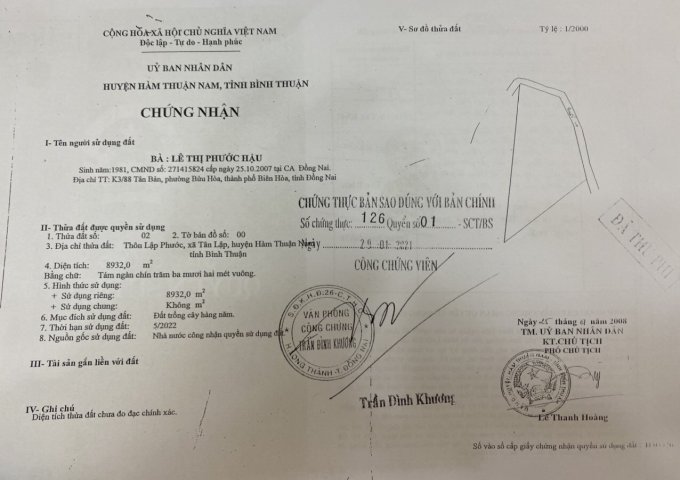 Bán Lò Gạch Diện Tích 4 ha Tại Thôn Lập Phước, xã Tân Lập, huyện Hàm Thuận Nam, tỉnh Bình Thuận.