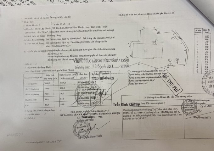 Bán Lò Gạch Diện Tích 4 ha Tại Thôn Lập Phước, xã Tân Lập, huyện Hàm Thuận Nam, tỉnh Bình Thuận.