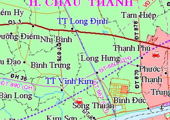 Bán đất mặt tiền đường bờ đê kênh Nguyễn Tấn Thành (TL867 nối dài) xã Song Thuận, huyện Châu Thành, TG