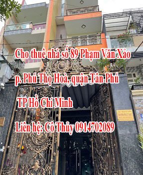 Chính chủ cho thuê nhà số 89 Phạm Văn Xảo, p. Phú Thọ Hoà, quận Tân Phú, TP Hồ Chí Minh