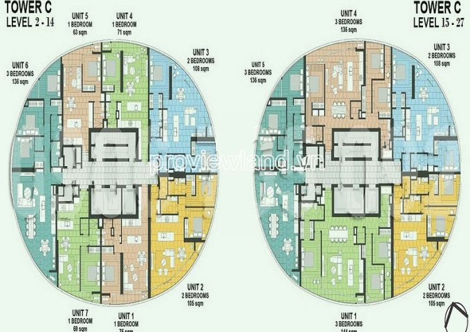 Bán 2 căn hộ City Garden Bình Thạnh, có thể ghép thành 1, tổng dt 280m2, tầng cao