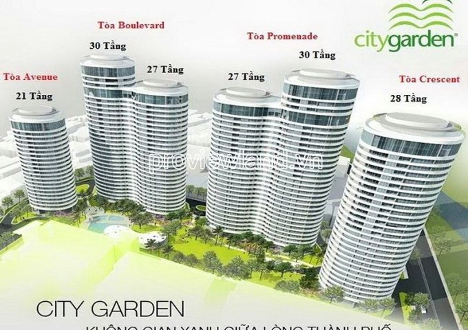 Bán 2 căn hộ City Garden Bình Thạnh, có thể ghép thành 1, tổng dt 280m2, tầng cao