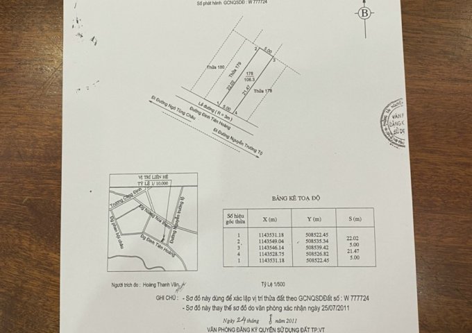 H-Bán 2 lô đất mặt tiền đường Đinh Tiên hoàng, Phường 2, tp Vũng Tàu