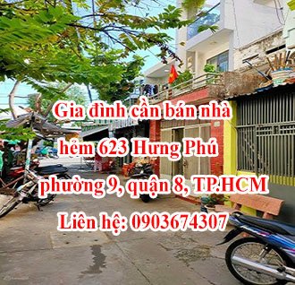 Gia đình cần bán nhà hẻm 623 Hưng Phú - cách cầu Nguyễn Tri Phương 50m, phường 9, quận 8, TP.HCM