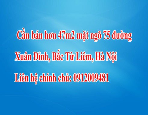 Chính chủ cần bán hơn 47m2 mặt ngõ 75 đường Xuân Đỉnh, Bắc Từ Liêm, Hà Nội