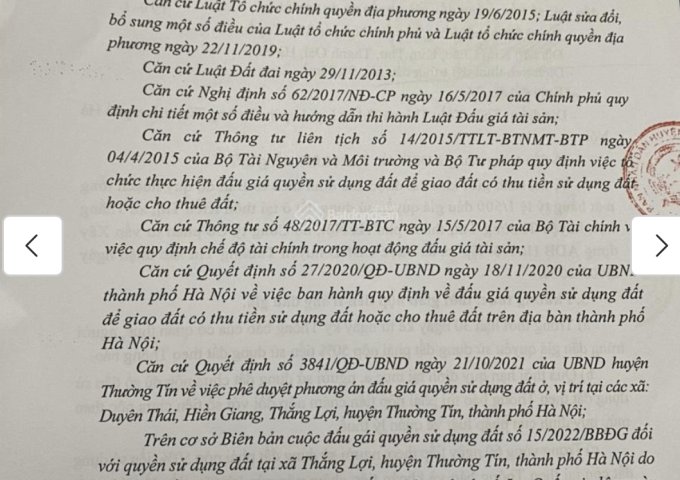 Bán đất Đấu giá thôn Kiều Thị, xã Thắng Lợi, huyện Thường Tín, Hà Nội