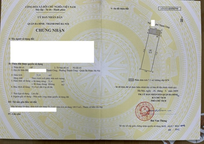 Chính chủ bán nhà mặt ngõ 12 Láng Hạ-Phường Thành Công-Ba Đình-Hà Nội 14 tỷ