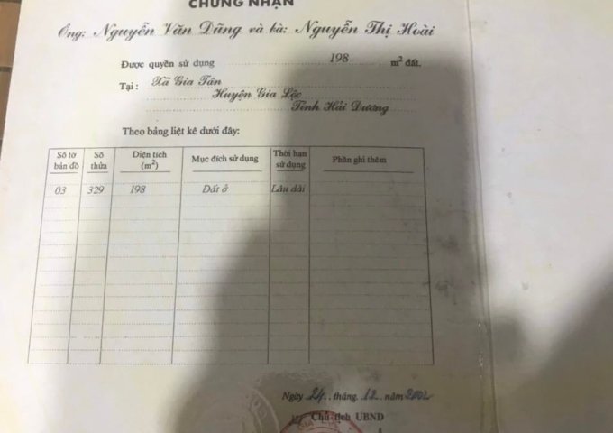 Chính chủ e cần bán đất tại Gia Tân,Gia Lộc,Hải Dương