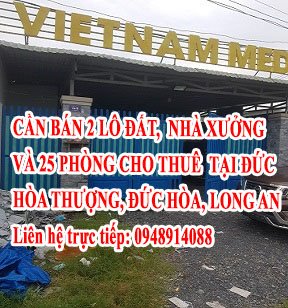 Cần bán 2 lô đất, nhà xưởng và 25 phòng cho thuê tại Đức Hòa Thượng, Đức Hòa, Long An