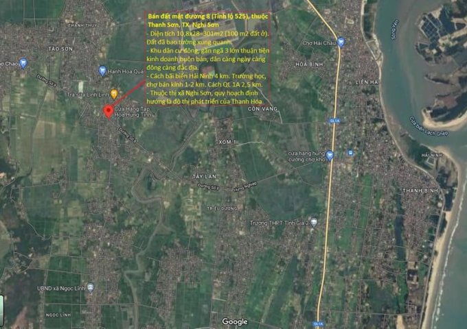 Gia đình cần tiền bán lô đất mặt đường 8 (Tỉnh lộ 525), tại Thanh Sơn, Thị Xã Nghi Sơn