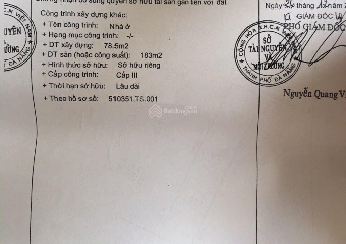 CHÍNH CHỦ CẦN BÁN NHANH NHÀ 2 TẦNG TẠI ĐƯỜNG THUỶ SƠN 4, PHƯỜNG HOÀ HẢI, NGŨ HÀNH SƠN, ĐÀ NẴNG.