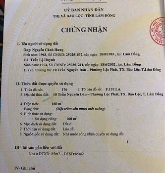 Cần bán nhà 1,5 tầng tại Lộc Phát, Bảo lộc, Lâm Đồng