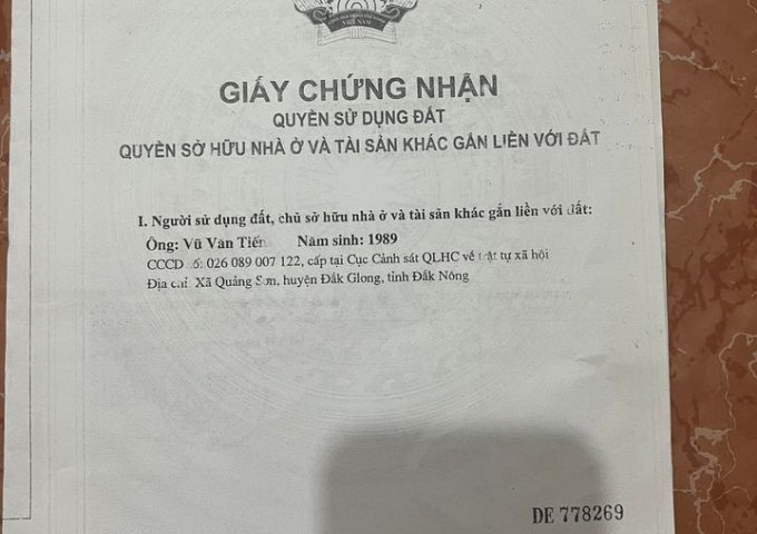 Chính chủ cần bán đất tại Nghĩa Đức,Gia Nghĩa, Đắk Nông