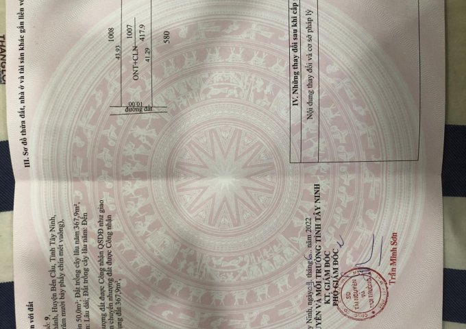 CHÍNH CHỦ BÁN RẺ LÔ ĐẤT TẠI ẤP LONG THỊNH, XÃ LONG KHÁNH, BẾN CẦU, TÂY NINH