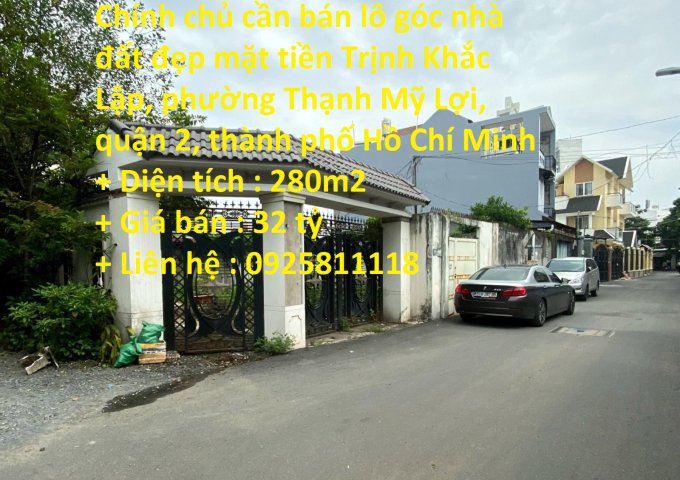Chính chủ cần bán lô góc nhà mặt tiền Trịnh Khắc Lập