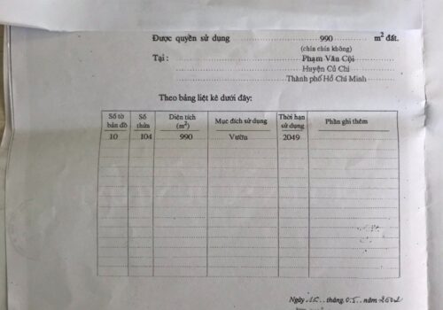 Cần bán đất 2 mặt tiền tại Xã Phạm Văn Cội, Huyện Củ Chi